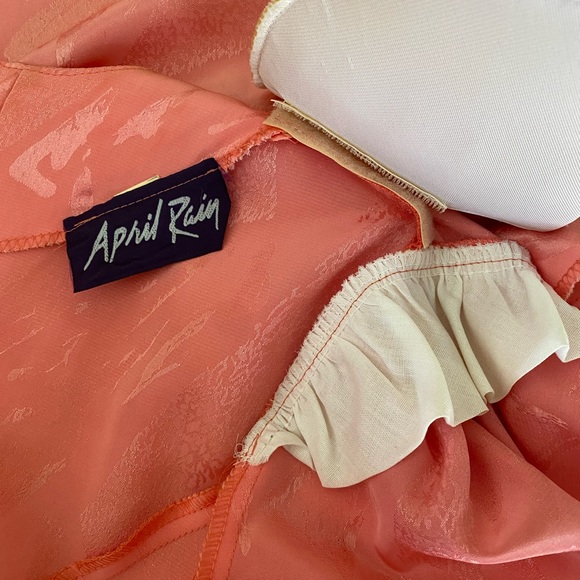 Vintage 80s April Rain Peplum Dress Midi Puff Sleeve - Picture 9 of 13